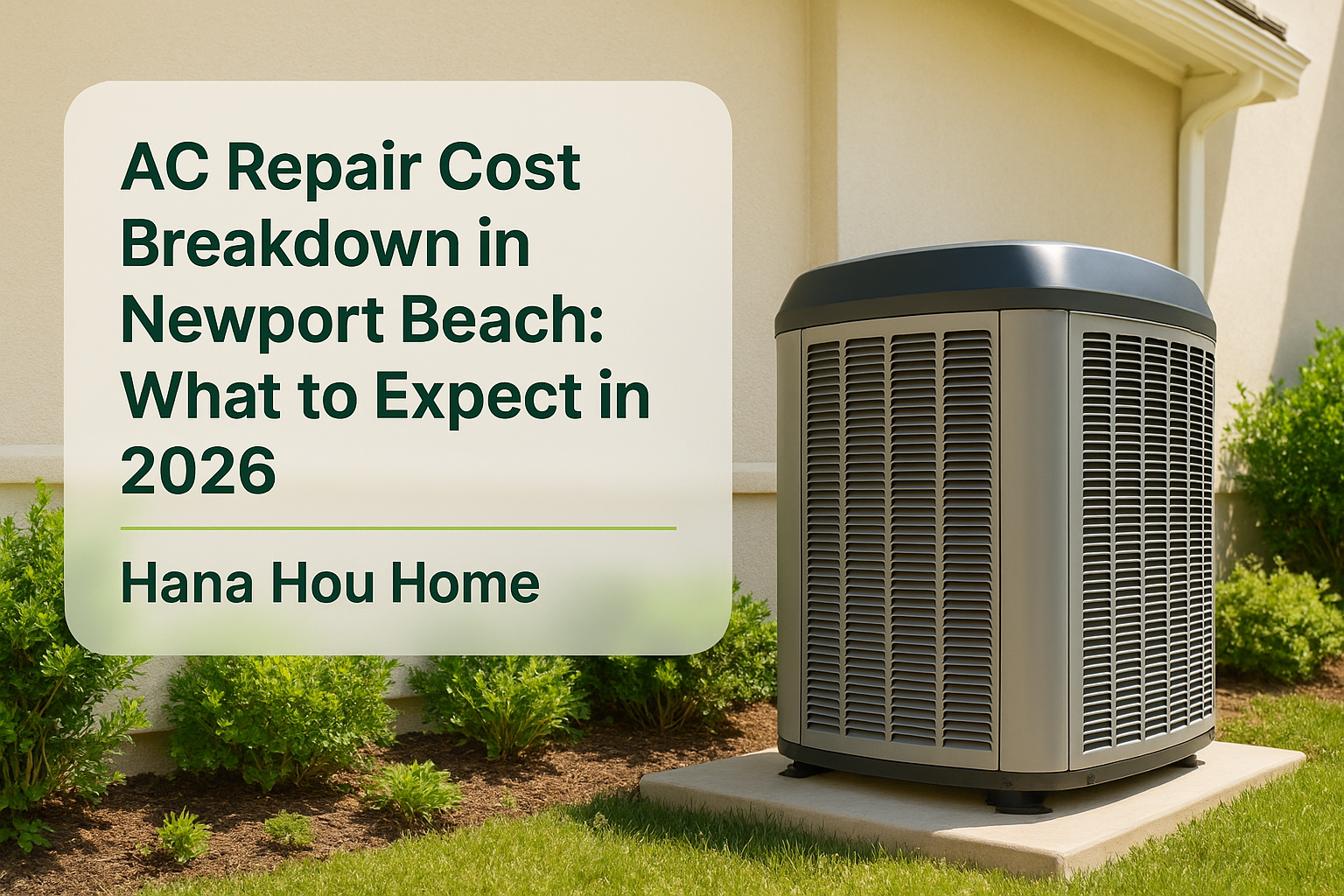 Modern AC unit installed on a residential home in Newport Beach by Hana Hou Home, illustrating ac repair cost.
