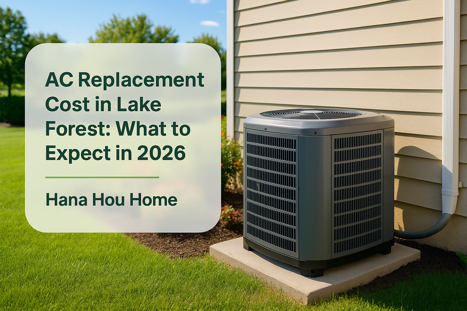 New outdoor AC unit by Hana Hou Home in a well-kept residential setting, illustrating ac replacement cost.