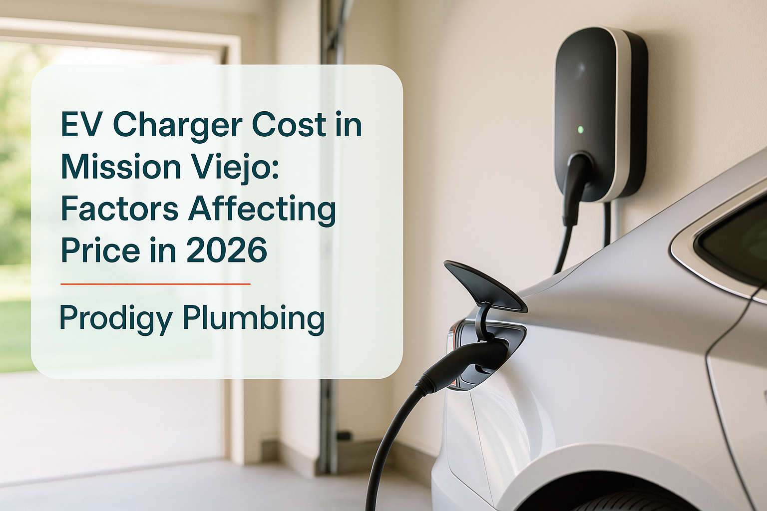 Wall-mounted EV charger in a Mission Viejo garage, showcasing Hana Hou Home's installation services.