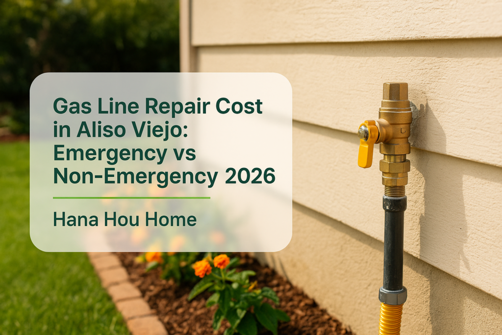 Gas line repair at a residential property by Hana Hou Home in Aliso Viejo.
