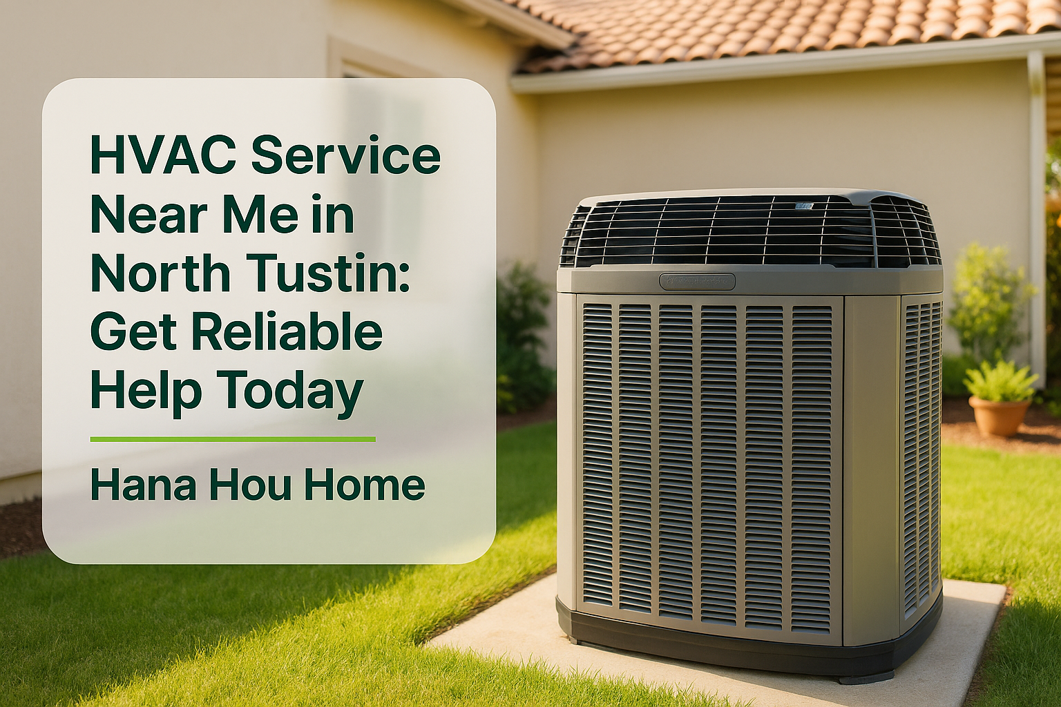 Modern HVAC condenser unit beside a well-maintained house from Hana Hou Home in North Tustin.